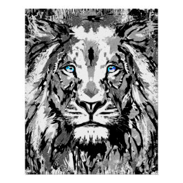 Graues Löwenportrait Zeichnend - Löwenposter druck