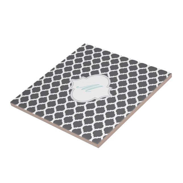 Graues marokkanisches Muster mit Monogram-Tile-Tri Fliese (Seite)