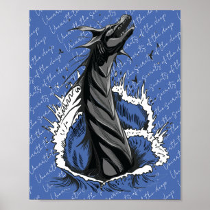 Graues Meer-Monster-Schlangen-Ozeanwellen-Plakat Poster