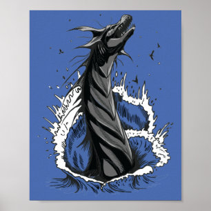 Graues Meer-Monster-Schlangen-Ozeanwellen-Poster Poster