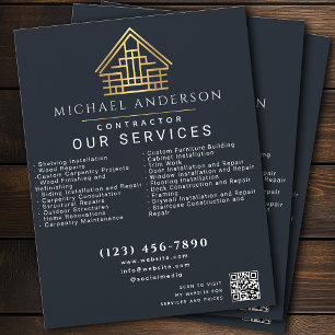 Graues minimales Haus Bau QR-Code Flyer