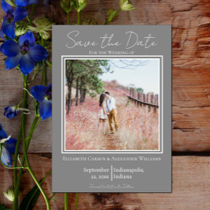 Graues Minimalistisches Foto Save the Date
