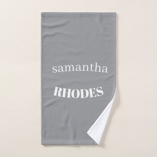 Graues minimalistisches individuelles Monogramm Handtuch (Handtuch)