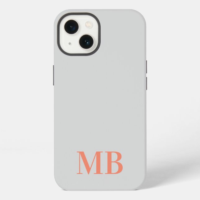 Graues minimalistisches modernes Initial-Monogramm iPhone Hülle (Rückseite)