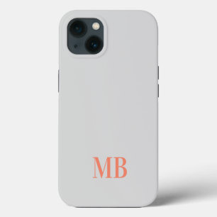 Graues minimalistisches modernes Initial-Monogramm iPhone 13 Hülle