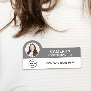 Graues modernes Logo der Foto Company für Mitarbei Namensschild