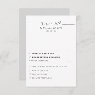 Graues modernes Minimal-Hochzeitsszenario RSVP Karte