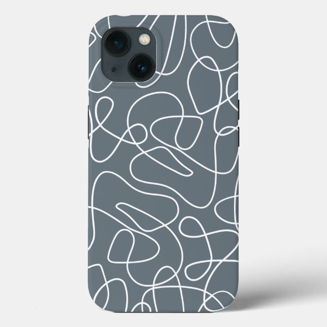 Graues modernes Wavy Lines Muster Case-Mate iPhone Hülle (Rückseite)