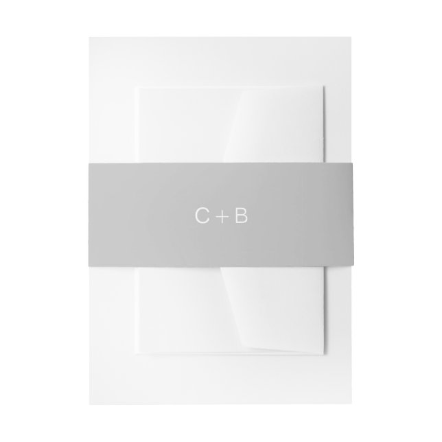 Graues Monogramm Moderne Hochzeit Einladungsbanderole (Vorderseite Beispiel)
