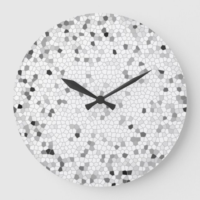 Graues Mosaik Große Wanduhr (Vorderseite)