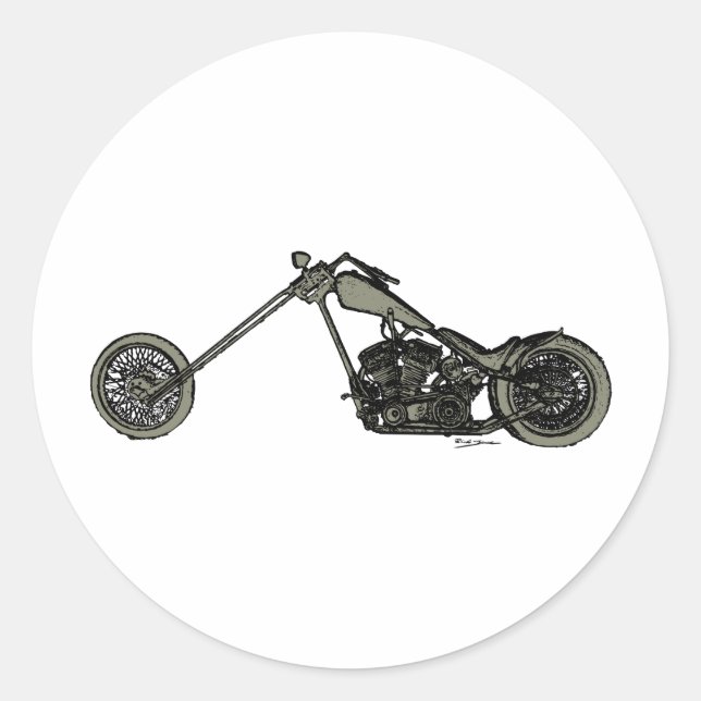 Graues Motorrad Runder Aufkleber (Vorderseite)