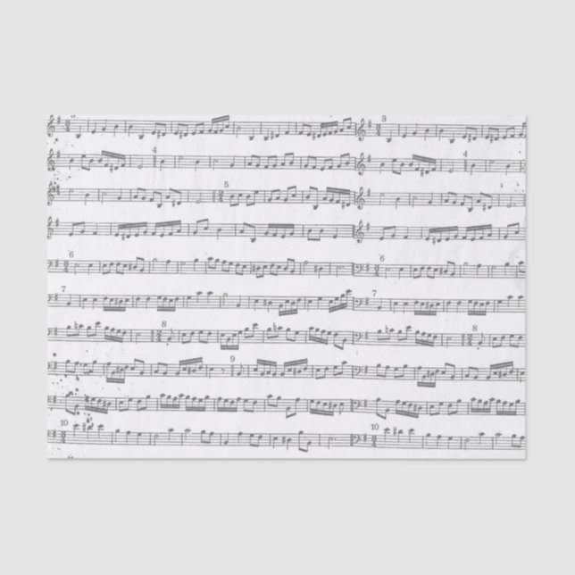 Graues Musical Score Tissue Seidenpapier (Vorderseite)