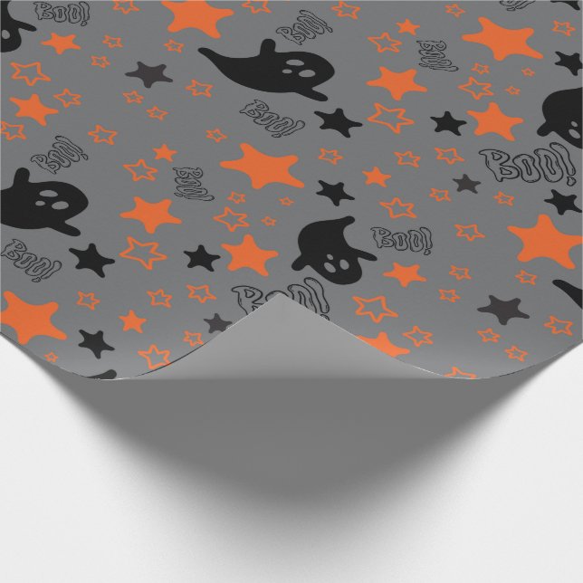 Graues nahtloses Wrapping Paper mit Geistern und S Geschenkpapier (Ecke)