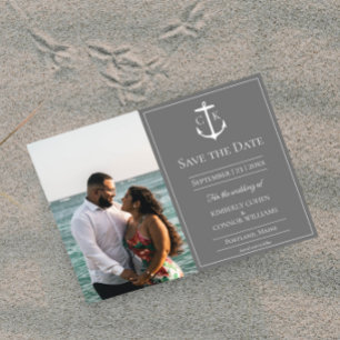 Graues Nautic Monogram Foto Save the Date