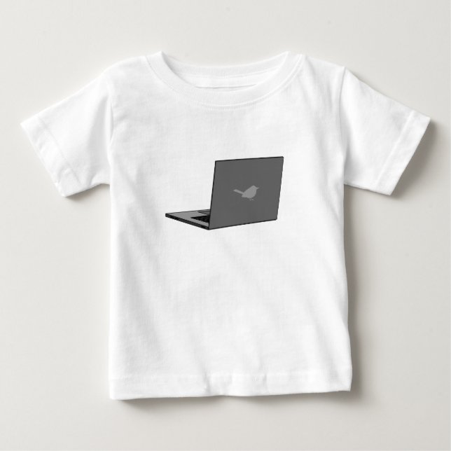 Graues Notebook mit Bird-Logo-Cartoon Baby T-shirt (Vorderseite)