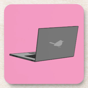 Graues Notebook mit Bird-Logo-Cartoon Getränkeuntersetzer