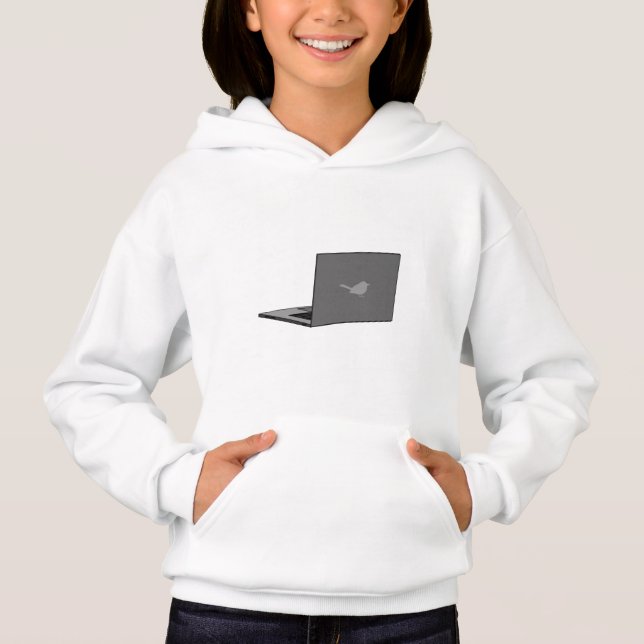 Graues Notebook mit Bird-Logo-Cartoon Hoodie (Vorderseite)