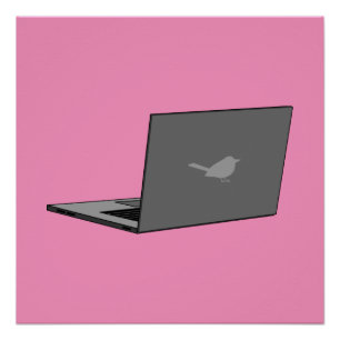 Graues Notebook mit Bird-Logo-Cartoon Poster