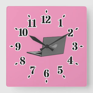 Graues Notebook mit Bird-Logo-Cartoon Quadratische Wanduhr