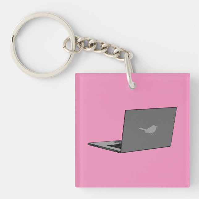 Graues Notebook mit Bird-Logo-Cartoon Schlüsselanhänger (Vorderseite)