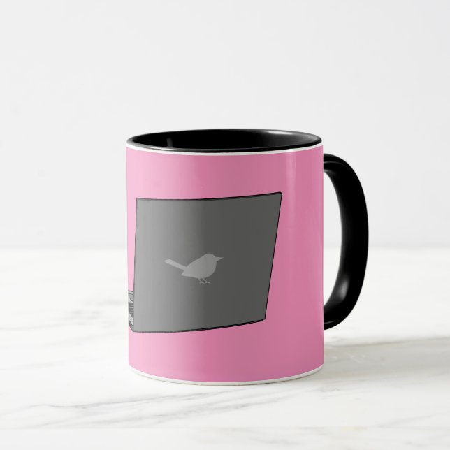 Graues Notebook mit Bird-Logo-Cartoon Tasse (VorderseiteRechts)