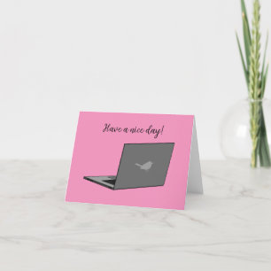 Graues Notebook mit Bird-Logo-Cartoon Text hinzu Dankeskarte