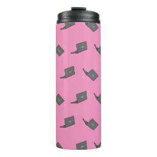 Graues Notebook mit Bird-Logo-Cartoon Thermosbecher
