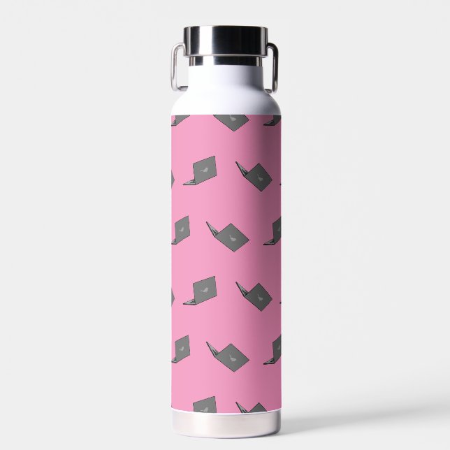 Graues Notebook mit Bird-Logo-Cartoon Trinkflasche (Vorne)