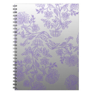 Graues Notizbuch mit violetten Blumen Notizblock