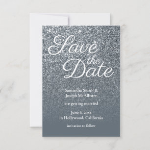 Graues Ombre Glitzer Foto Save the Date Einladung