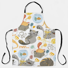 Graues Orange Cartoon Cat Pattern Design Schürze