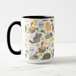 Graues Orange Cartoon Cat Pattern Design Tasse