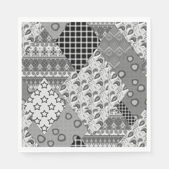 Graues Patchwork-Patchwork-Muster Serviette (Vorderseite)