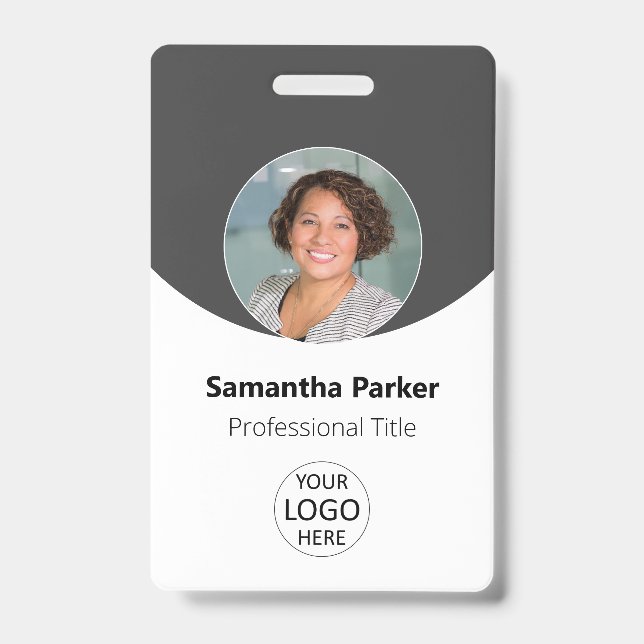 Graues Personalisiertes Foto, Logo, Strichcode-Mit Ausweis (Vorderseite)