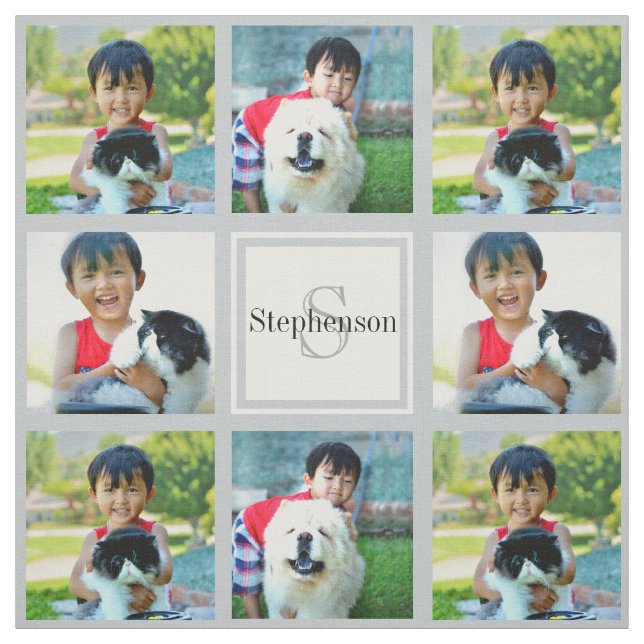 Graues Personalisiertes Fotolack Monogramm Stoff (Muster)