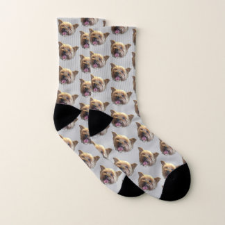 Graues personalisiertes Haustier-Foto-Weihnachtsge Socken