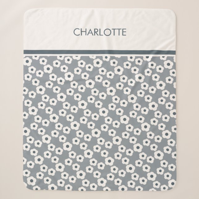 Graues Personalisiertes, modernes Retro-Muster Sherpadecke (Vorderseite)