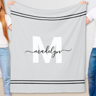 Graues personalisiertes Namensmonogramm Fleecedecke