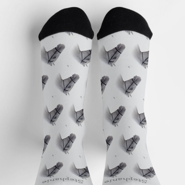 Graues Pferd Design Personalisiert Socken (Oben)