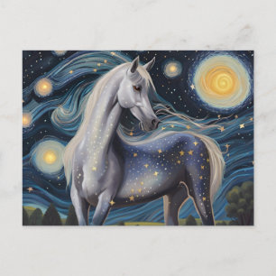 Graues Pferd in der Sternennacht Postkarte
