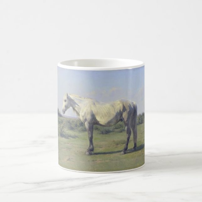 Graues Pferd in einem Feld (von Rosa Bonheur) Kaffeetasse (Mittel)