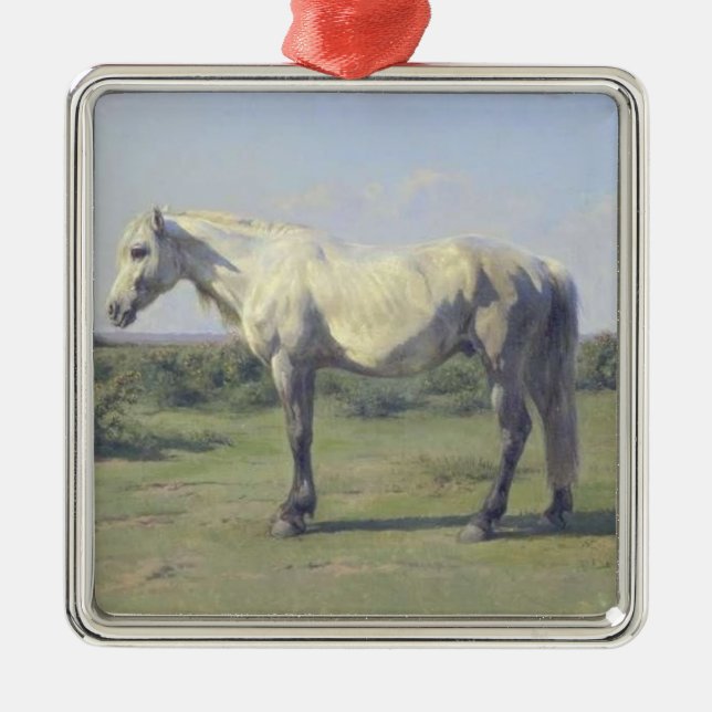 Graues Pferd in einem Feld (von Rosa Bonheur) Ornament Aus Metall (Vorne)