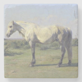Graues Pferd in einem Feld (von Rosa Bonheur) Steinuntersetzer