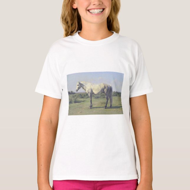 Graues Pferd in einem Feld (von Rosa Bonheur) T-Shirt (Vorderseite)
