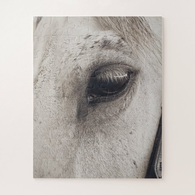 Graues Pferd, Nahes Auge Puzzle (Vertikal)