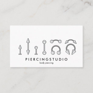 Graues Piercing-Tattoo-Studio Visitenkarte