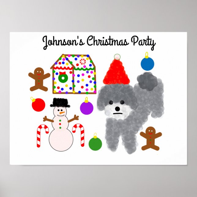 Graues Poodle Christmas #2 Poster (Vorne)