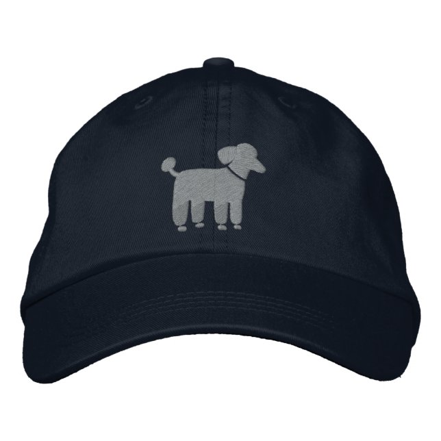 Graues Poodle-Dog-Logo Bestickte Kappe (Vorderseite)