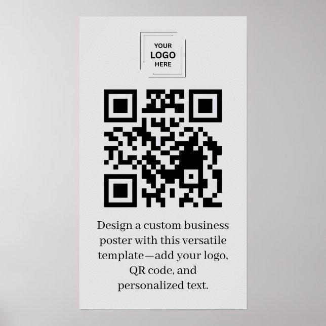 Graues professionelles QR-Code-Geschäftslogo-Poste Poster (Vorne)