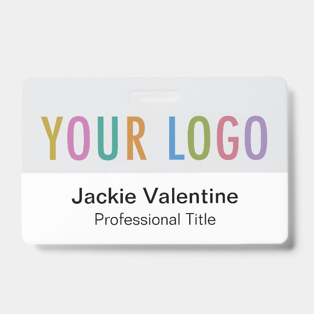Graues PVC-Name-Abzeichen mit Logo-Clip-Lanyard od Ausweis (Vorderseite)